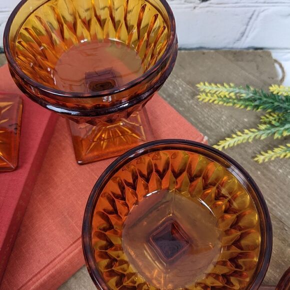 Indiana Glass Mt. Vernon Amber Champagne / desert cups set of 4 - Picture 5 of 7